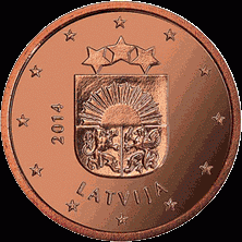 2 Cent UNC Letland